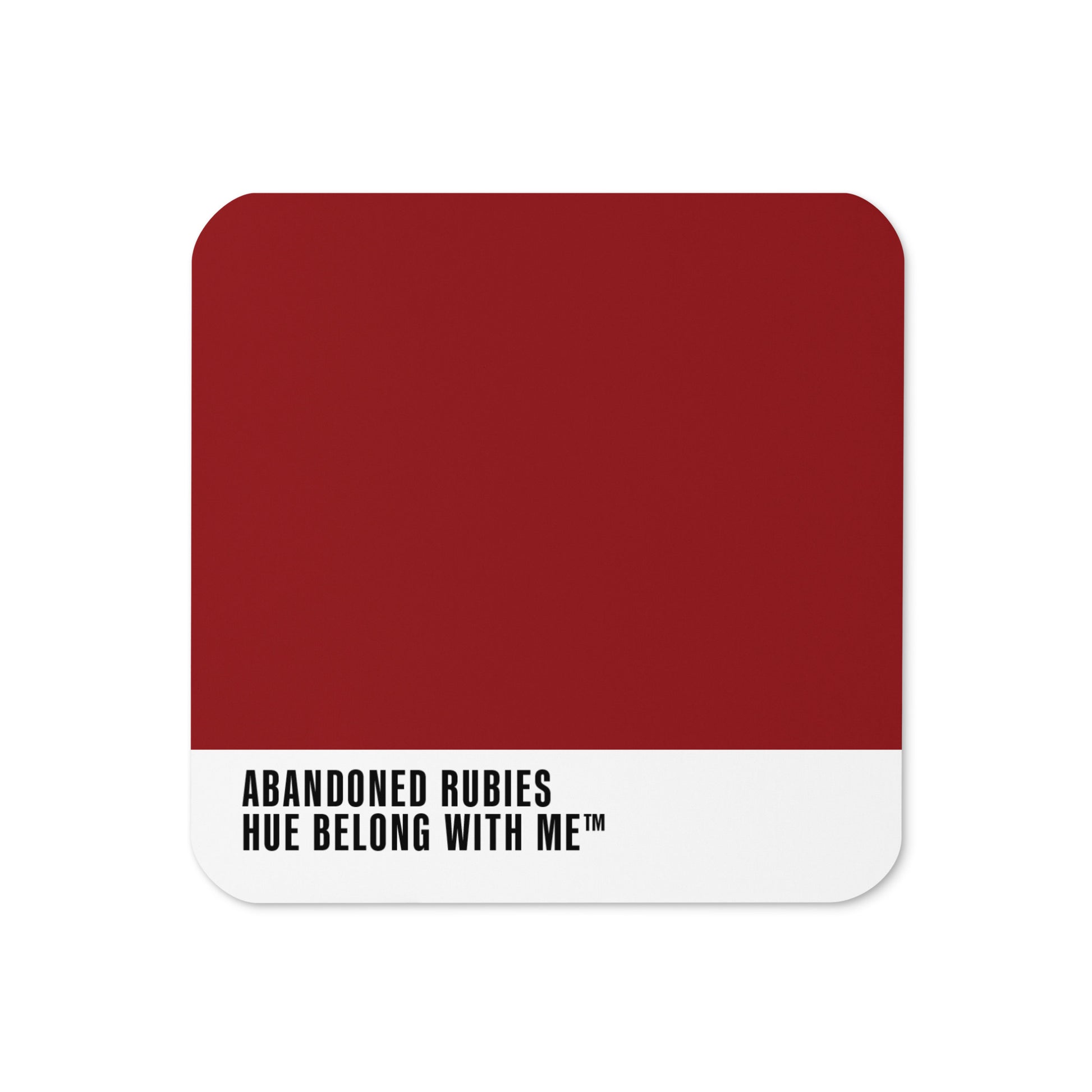 Abandoned Rubies cork-back coaster with colour-block design — Abandoned Rubies by Hue Belong With Me