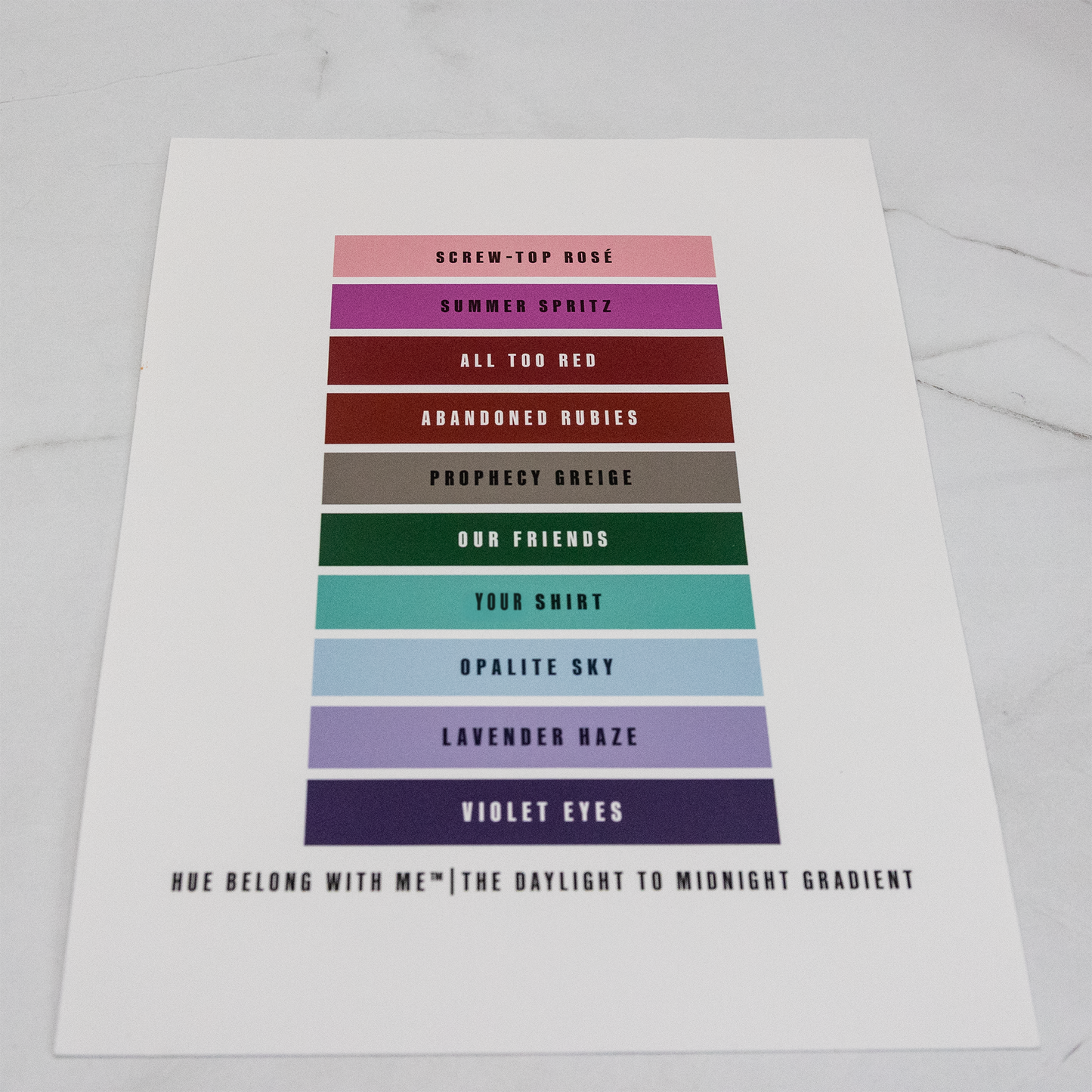 The Daylight to Midnight Gradient art print, flat lay photograph — Hue Belong With Me