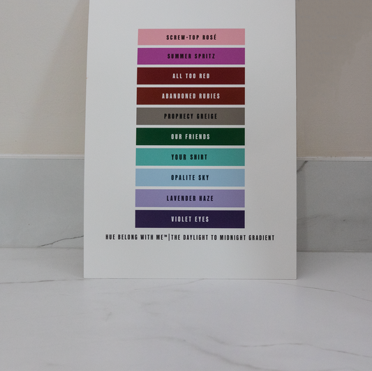 The Daylight to Midnight Gradient art print, standing photograph on marble surface — Hue Belong With Me
