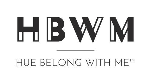 Hue Belong With Me logo — HBWM in Acier Bat Noir with Josefin Sans subtitle