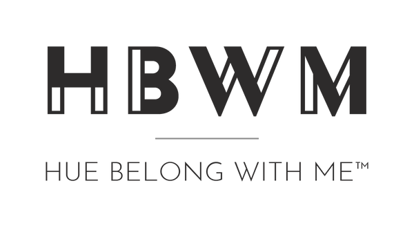 Hue Belong With Me logo — HBWM in Acier Bat Noir with Josefin Sans subtitle
