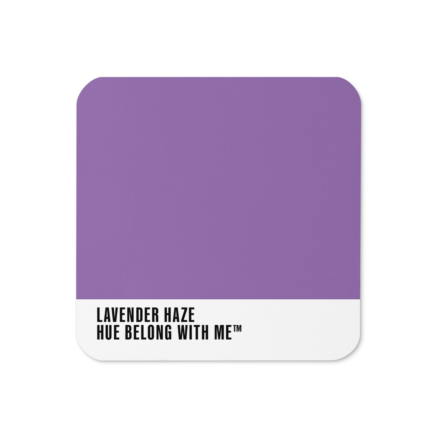 Lavender Haze cork-back coaster with colour-block design — Lavender Haze by Hue Belong With Me
