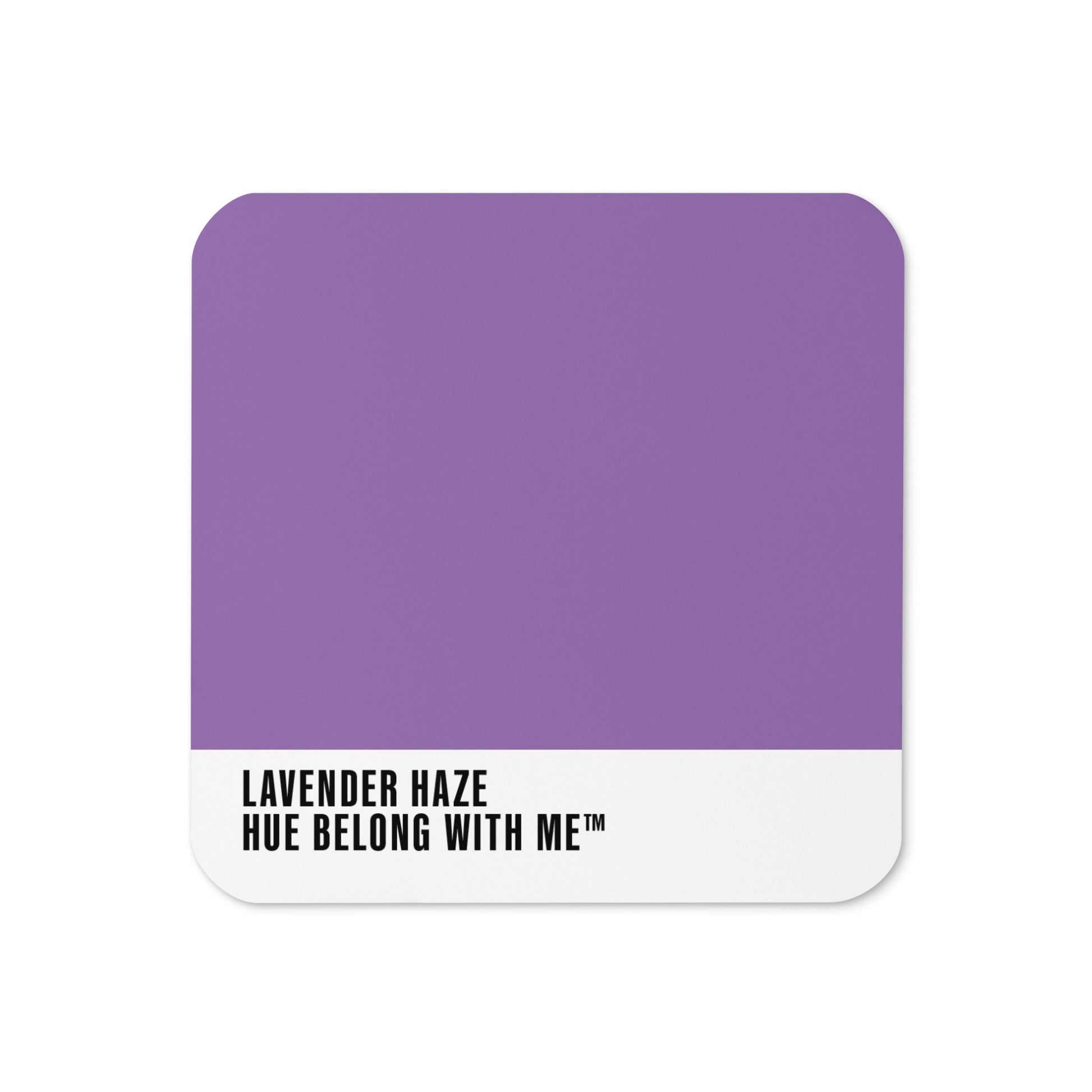 Lavender Haze cork-back coaster with colour-block design — Lavender Haze by Hue Belong With Me