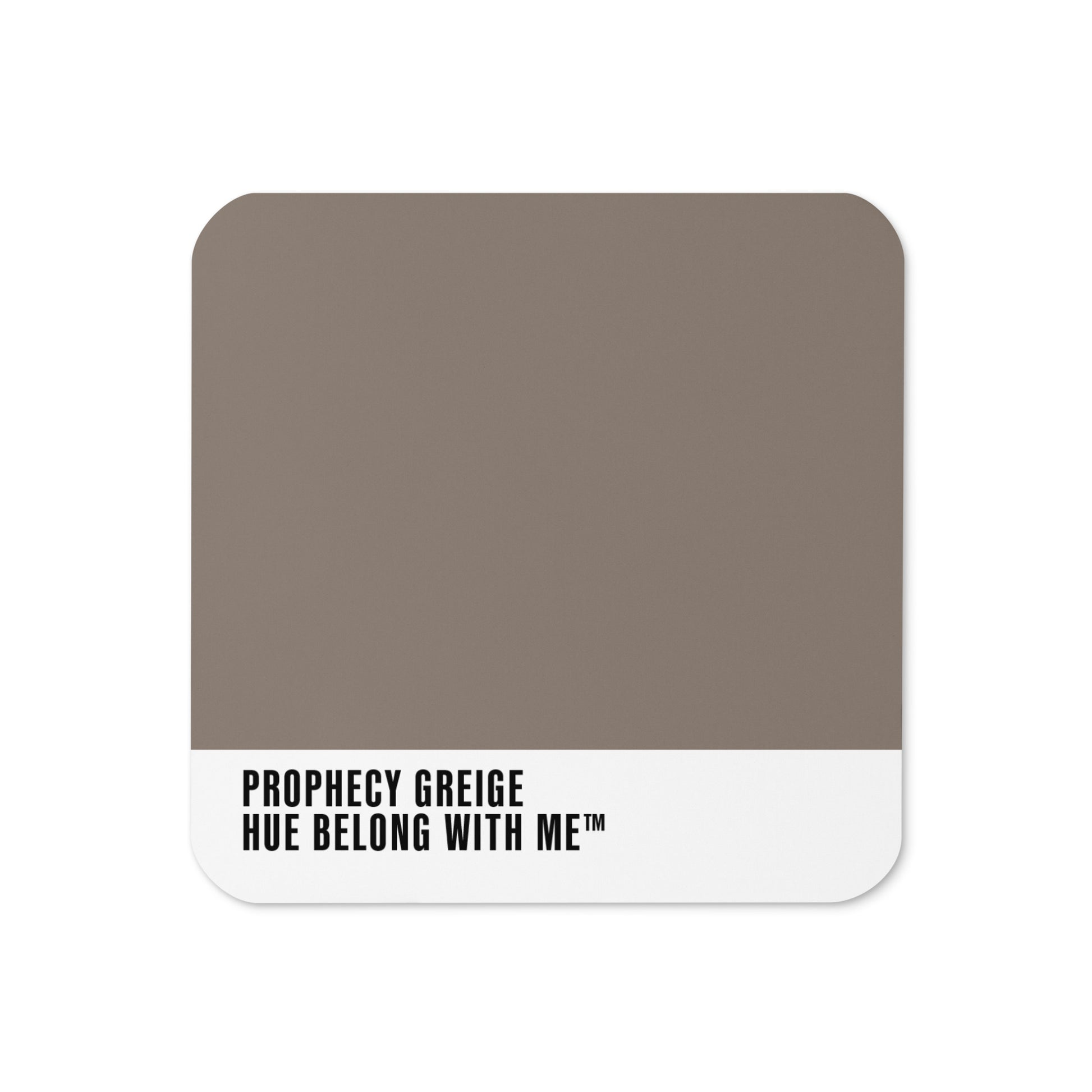 Prophecy Greige cork-back coaster with colour-block design — Prophecy Greige by Hue Belong With Me