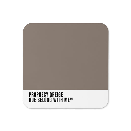 Prophecy Greige cork-back coaster with colour-block design — Prophecy Greige by Hue Belong With Me