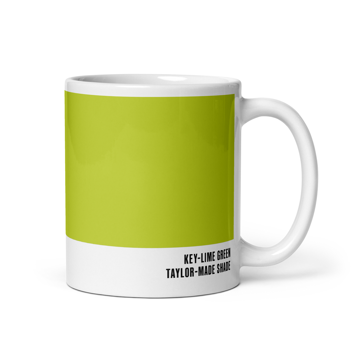 Vibrant Key Lime green ceramic mug, handle right, showing Key Lime Green label — Stolen Dog by Hue Belong With Me