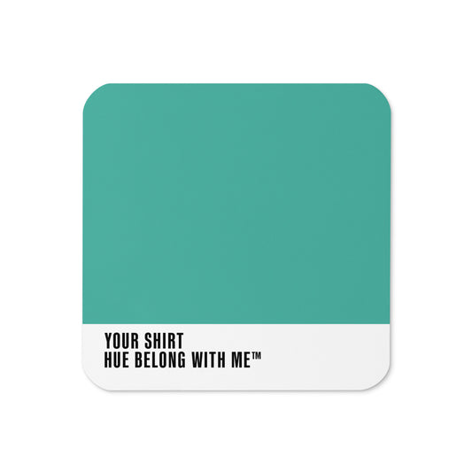 Your Shirt cork-back coaster with colour-block design — Your Shirt by Hue Belong With Me