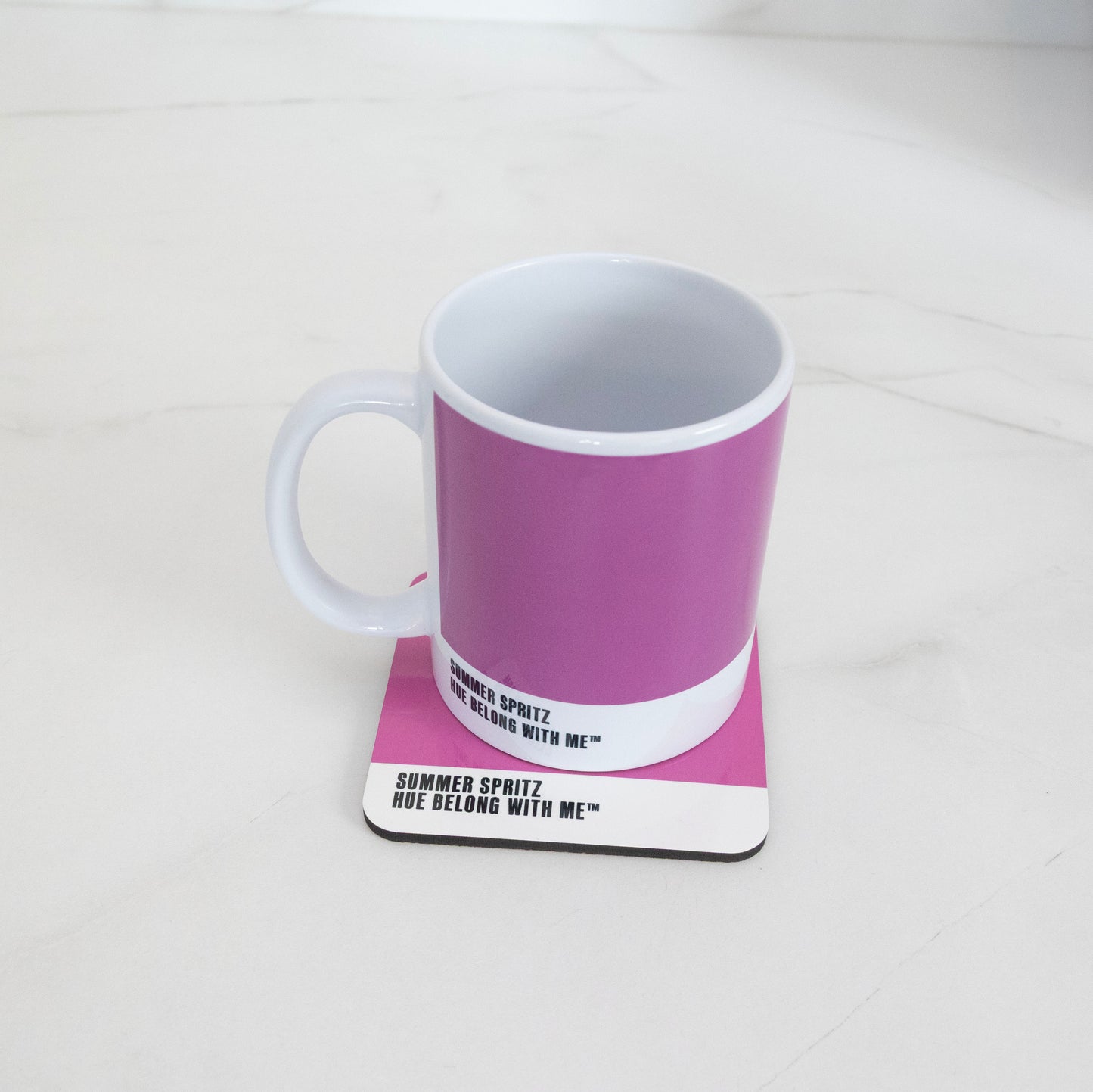 Summer Spritz mug and coaster matched pair on marble counter — Hue Belong With Me